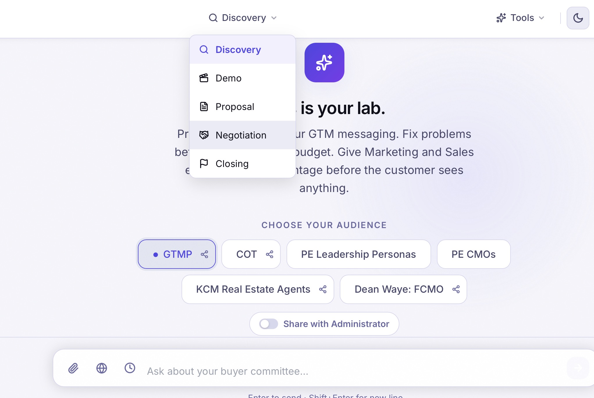 Deal stage selector dropdown