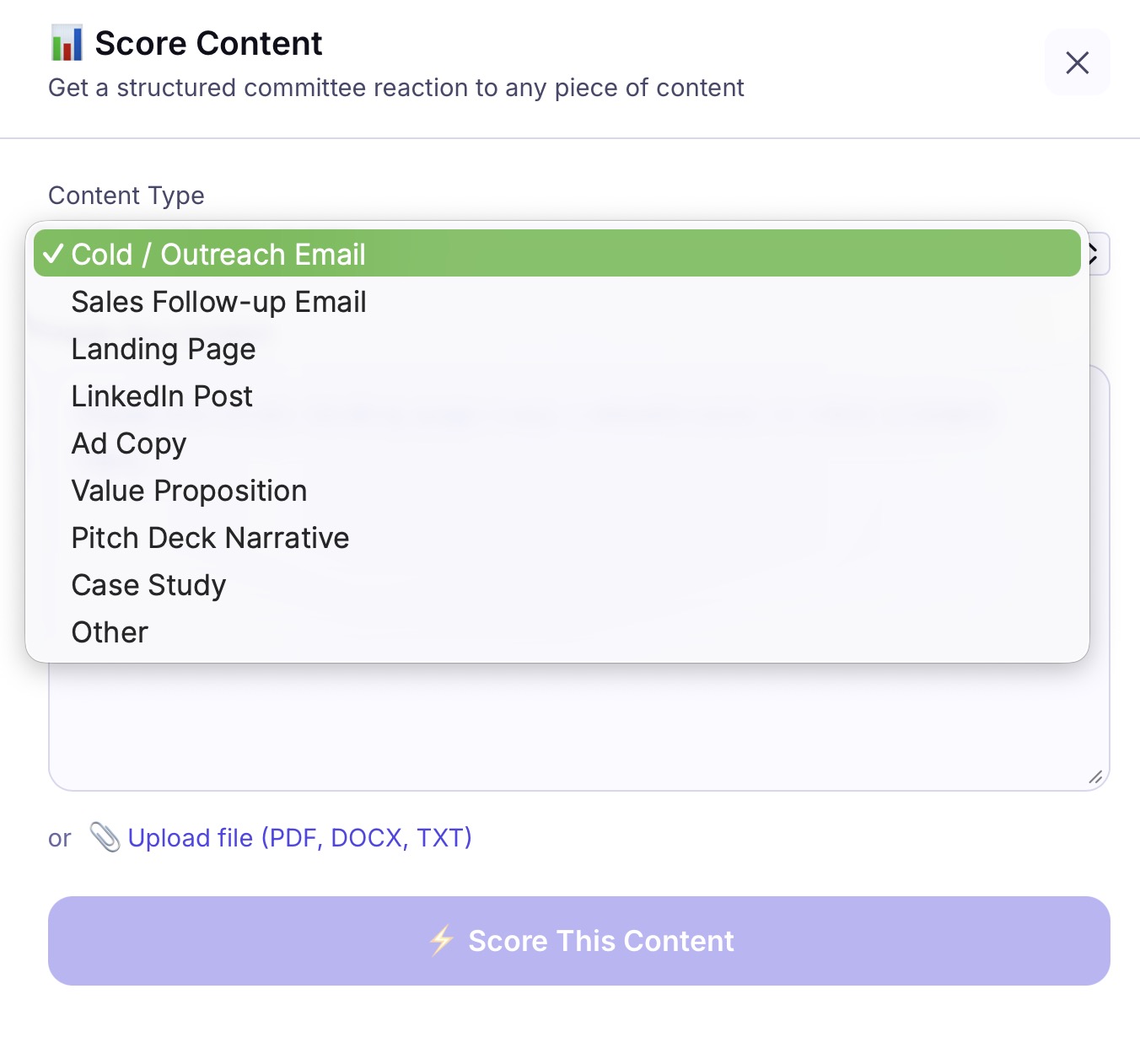 Score content type options